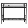 Bunk Bed Twin Over Twin Size with Ladder and high Guardrail, Able to Split, Metal Bunk Bed, Storage Space, Noise Free, Black