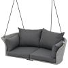 GO 51.9" 2-Person Hanging Seat, Rattan Woven Swing Chair, Porch Swing With Ropes, Gray Wicker And Cushion