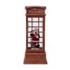 4x4x10"H Christmas Lighted Water Spinning Phone Booth With Santa On Phone, 3*AA Batteries Required