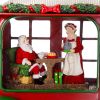 11.3x4.4x8"H Christmas Plastic/Resin Camper With Mr & Mrs Santa Tea Time Led/Water Spinning/2 Way Switch, 3*AA Required