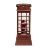 4x4x10"H Christmas Lighted Water Spinning Phone Booth With Santa On Phone, 3*AA Batteries Required