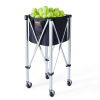 VEVOR Foldable Tennis Ball Hopper, Holds 180 Tennis Balls, Lightweight Aluminum Alloy Tennis Ball Basket Cart with Wheels, Removable Bag, Carry Bag