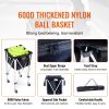 VEVOR Foldable Tennis Ball Hopper, Holds 180 Tennis Balls, Lightweight Aluminum Alloy Tennis Ball Basket Cart with Wheels, Removable Bag, Carry Bag