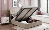 Queen size Upholstered Platform bed with a Hydraulic Storage System - Beige(OLD SKU: LP000211AAA)