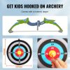 VEVOR Bow and Arrow Set for Kids, 2 Pack LED Light Up Archery Set with 20 Suction Cup Arrows, 2 Hanging Targets, 2 Quivers, 3 Target Cans