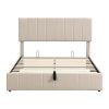 Queen size Upholstered Platform bed with a Hydraulic Storage System - Beige(OLD SKU: LP000211AAA)