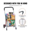 VEVOR Folding Shopping Cart, 66 lbs Max Load Capacity, Grocery Utility Cart with Rolling Swivel Wheels