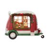 11.3x4.4x8"H Christmas Plastic/Resin Camper With Mr & Mrs Santa Tea Time Led/Water Spinning/2 Way Switch, 3*AA Required