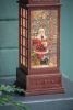 4x4x10"H Christmas Lighted Water Spinning Phone Booth With Santa On Phone, 3*AA Batteries Required