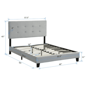 Upholstered Platform Bed Frame Eliminates The Need For A Spring Mattress And Is Easy To Assemble, Grey