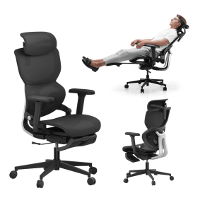 Ergonomic Office Chair With Footrest Home Office Chair With Soft Rubber Lumbar Support Tilt Mesh Computer Chair