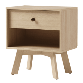 Mid-Century Modern Minimalist 1-Drawer Nightstand Coastal Oak