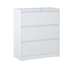 Horizontal Metal Locking Filing Cabinet With 3 Drawers (Color: White)