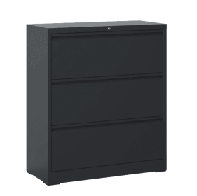 Horizontal Metal Locking Filing Cabinet With 3 Drawers (Color: Black)