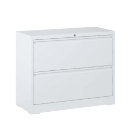 Horizontal Metal Lockable Filing Cabinet 2 Drawers (Color: White)