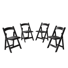 Set Of 4 Upholstered Folding Chairs (Color: Black)