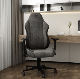 Lumbar Support, Flip Armrests, Headrests, Desk Chairs (Option: The cloth is black gray)