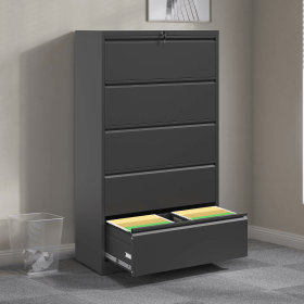 Metal Horizontal Filing Cabinets (Color: Black)