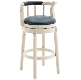 Leather Wooden Bar Stool 360-degree Swivel Bar Stool Chair (Color: Blue)