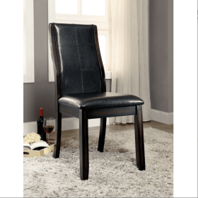 Transitional Dining Room Side Chairs Set Of 2pc Chairs Only Brown Cherry Unique Curved Back Espresso Leatherette Padded Seat (Color: Brown)