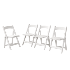 Set Of 4 Upholstered Folding Chairs (Color: White)