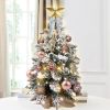 22in Mini Christmas Tree with Light Artificial Small Tabletop Woodland Christmas Decoration with Flocked Snow;  Exquisite Decor & Xmas Ornaments for T