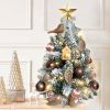 22in Mini Christmas Tree with Light Artificial Small Tabletop Christmas Decoration with Flocked Snow