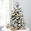 22in Mini Christmas Tree with Light Artificial Small Tabletop Woodland Christmas Decoration with Flocked Snow;  Exquisite Decor & Xmas Ornaments for T