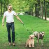 Double Dogs Leash No-Tangle Dogs Lead Reflective Dogs Walking Leash w/ Swivel Coupler Padded Handle