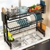 1 piece countertop dish storage drain rack retractable kitchen sink rack dish rack drain rack black kitchen storage rack