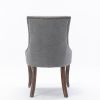 Ultra Side Dining Chair, Thickened fabric chairs with neutrally toned solid wood legs, Bronze nail head, Set of 2