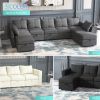 Modular Sectional Sofa with Storage, 109'' L-Shaped Upholstered Couch with Hidden Compartments, Wooden Frame and Polyester Fabric, Space-Saving Design