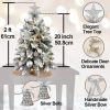 22in Tabletop Christmas Tree with Light Artificial Small Mini Red Christmas Decoration with Flocked Snow