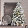 22in Tabletop Christmas Tree with Light Artificial Small Mini Red Christmas Decoration with Flocked Snow