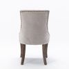 Ultra Side Dining Chair, Thickened fabric chairs with neutrally toned solid wood legs, Bronze nail head, Set of 2