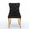 Modern High-end Tufted Solid Wood Contemporary Velvet Upholstered Dining Chair with Chrome Stainless Steel Plating Legs,Nailhead Trim,Set of 2