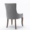 Ultra Side Dining Chair, Thickened fabric chairs with neutrally toned solid wood legs, Bronze nail head, Set of 2