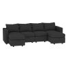 Modular Sectional Sofa with Storage, 109'' L-Shaped Upholstered Couch with Hidden Compartments, Wooden Frame and Polyester Fabric, Space-Saving Design