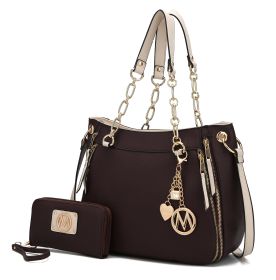 MKF Collection Lina Tote Handbag with Wristlet Wallet Vegan Leather Crossover Women's Purse by Mia K (Material: Vegan Leather, Color: Chocolate)