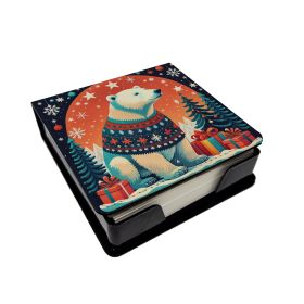 Polar Bear Christmas PU Leather Note Paper Holder with Artist-Designed Cover, Desk Accessory, Office Gift (Default: Default)