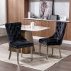 Modern High-end Tufted Solid Wood Contemporary Velvet Upholstered Dining Chair with Chrome Stainless Steel Plating Legs,Nailhead Trim,Set of 2