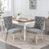 Modern High-end Tufted Solid Wood Contemporary Flax Upholstered Dining Chair with Wood Legs Nailhead Trim 2-Pcs Set