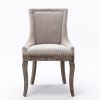 Ultra Side Dining Chair, Thickened fabric chairs with neutrally toned solid wood legs, Bronze nail head, Set of 2