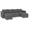 Modular Sectional Sofa with Storage, 109'' L-Shaped Upholstered Couch with Hidden Compartments, Wooden Frame and Polyester Fabric, Space-Saving Design