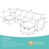 Modular Sectional Sofa with Storage, 109'' L-Shaped Upholstered Couch with Hidden Compartments, Wooden Frame and Polyester Fabric, Space-Saving Design