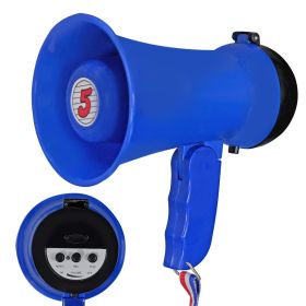 5 Core Megaphone Bullhorn Speaker 15W Mini Battery Power Bull horn w Siren 400 Yard Range - HW 1 (SKU: HW 1 BLU)