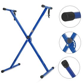 5 CORE Keyboard Stand Single X Style Adjustable Digital Electric Piano Riser Durable & Sturdy Music Synthesizer Holder Stands For 61 76 88 Keys - KS 1 (Color: KS 1X BLU)