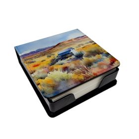 Nevada Sagebrush in Watercolor PU Leather Note Paper Holder with Artist-Designed Cover, Desk Accessory, Office Gift (Default: Default)