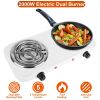 2000W Electric Double Burner Portable Coil Heating Hot Plate Stove Countertop RV Hotplate with Non Slip Rubber Feet 5 Temperature Adjustments